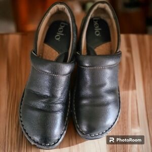 Bolo Concept Leather Clog Black Leather Slip On Comfort Wedge Womens 6M